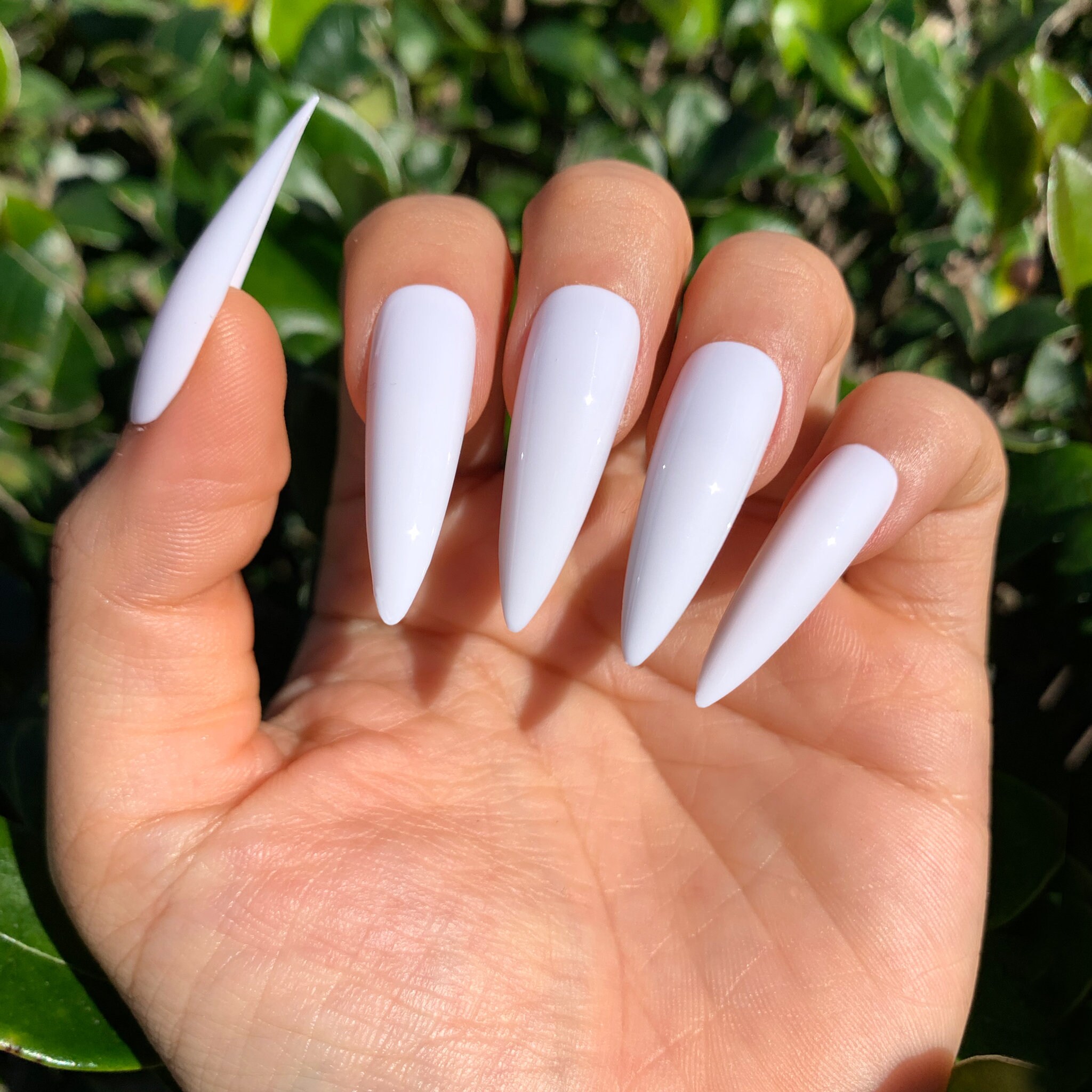 Snow White Stiletto Press On Nails | 20Pcs False Nails | Shiny Gloss or Matte | High Quality | Reusable | Fast Shipping | Perfect Gift