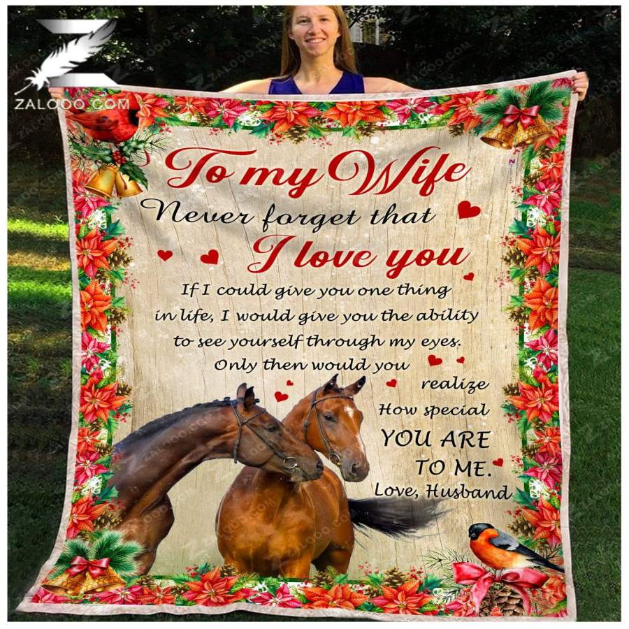 Zalooo – Custom Fleece Blanket – To my Wife – HORSE – How special you are to me