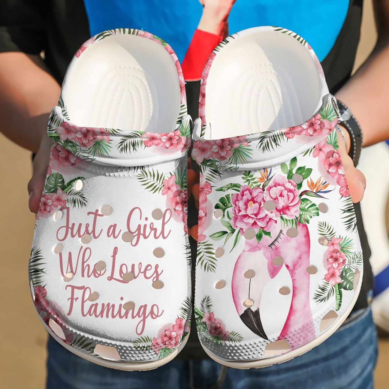 Flamingo Personalized Clog, Custom Name, Text, Color, Number Fashion Style For Women, Men, Kid, Print 3D Just A Girl Who Loves Flamingo