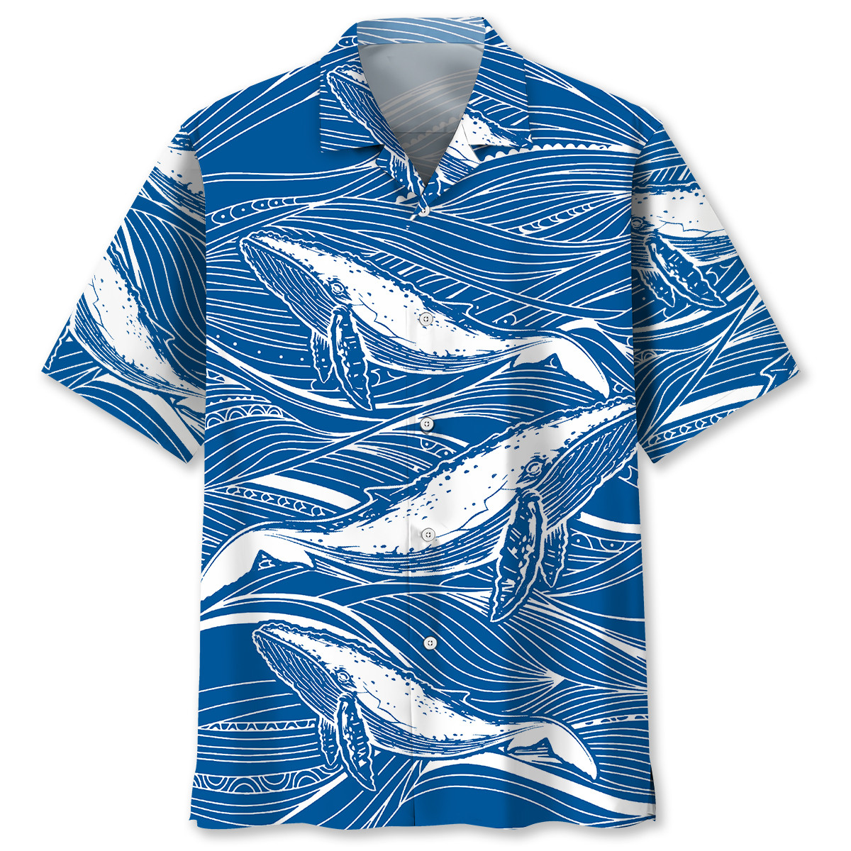 Whale Wave Pattern Hawaiian Shirt