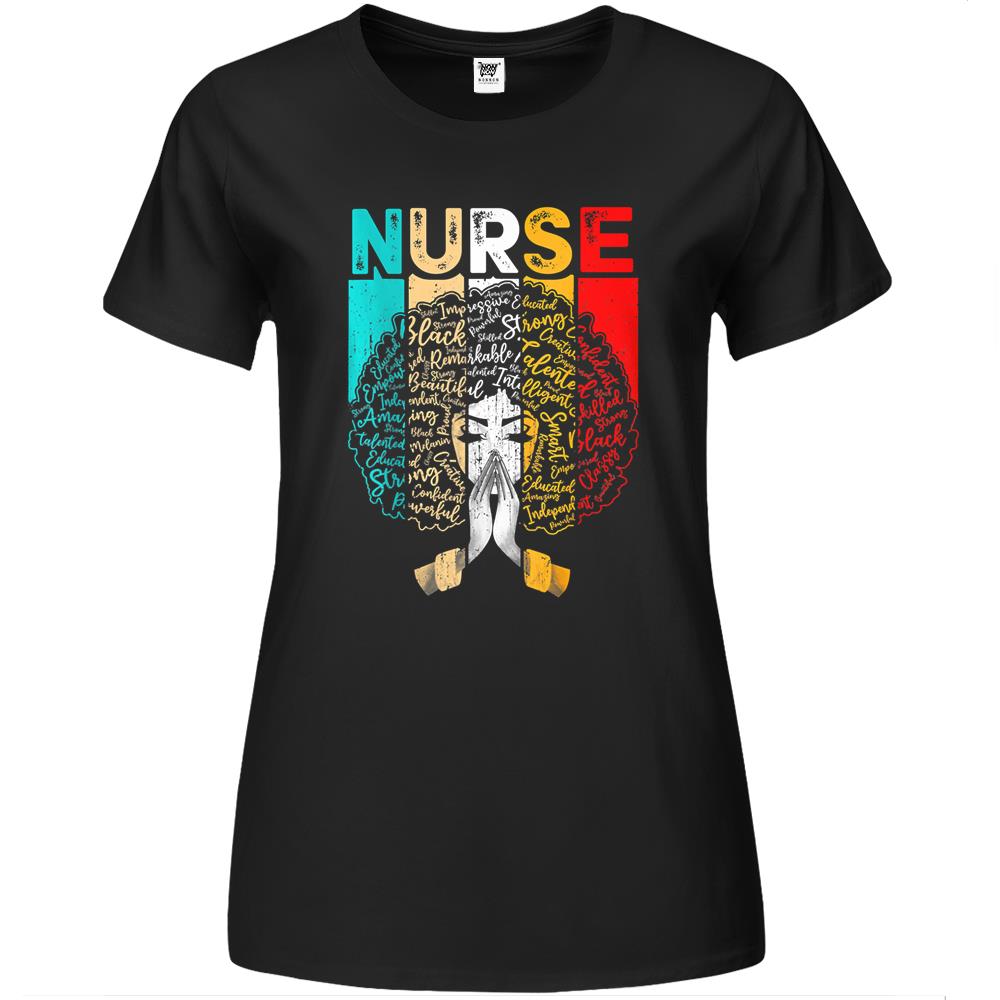 Black History Month Nurse Melanin African American Women Premium Womens T Shirts