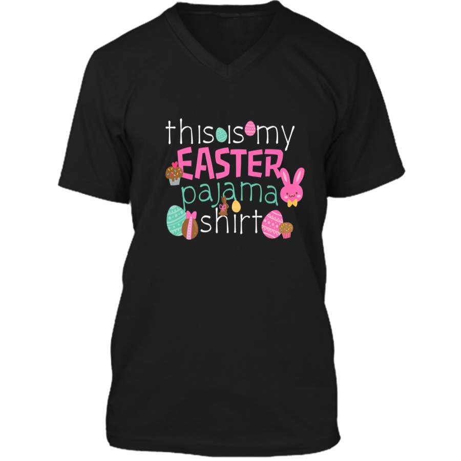 Easter Bunny Cute Pajama T-Shirt PJ Top Girls Sleep Gift Mens Printed V-Neck T