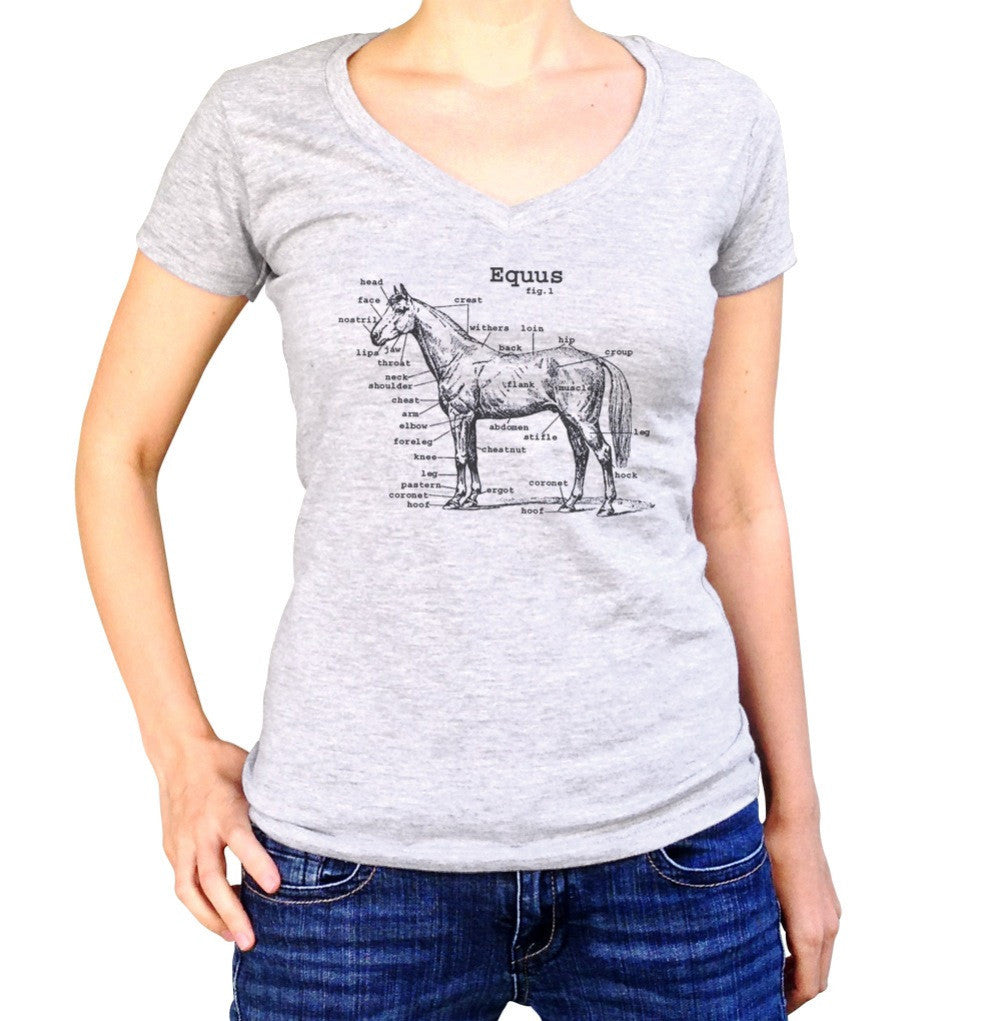 Women’S Horse Anatomy Diagram Vneck T-Shirt