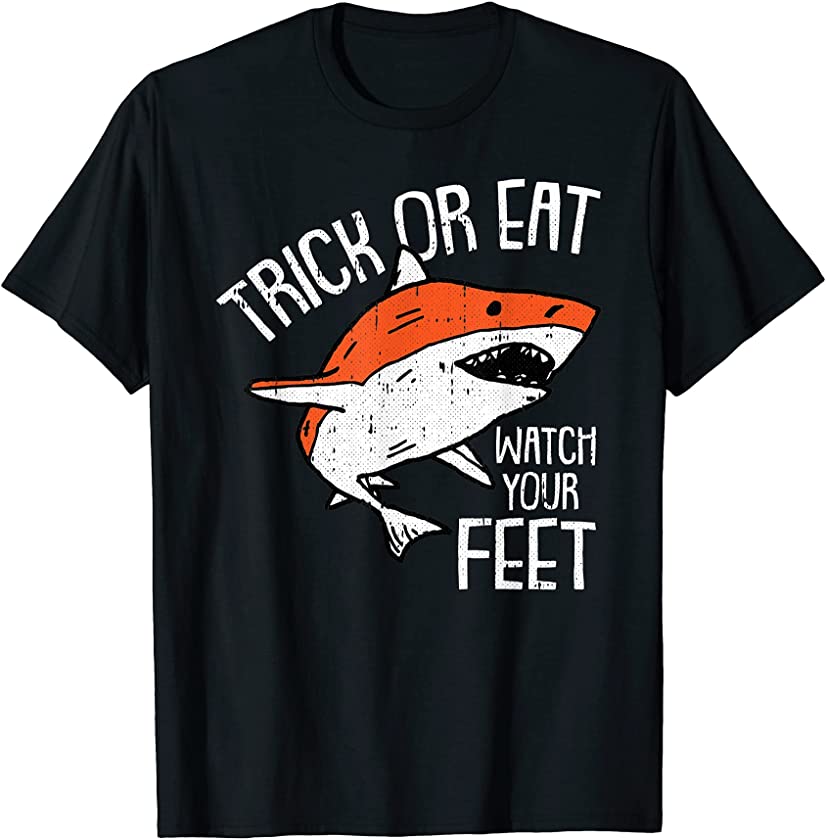 Trick Or Eat Lazy Halloween Costume Funny Shark Animal T-Shirt