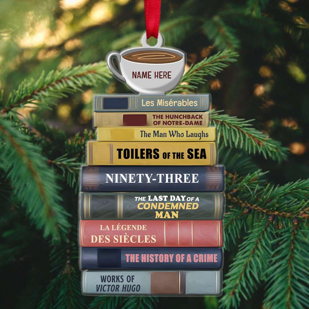 Victor Hugo Bookstack Custom Shape Ornament Personalized Flat Ornament – Gift For Fans