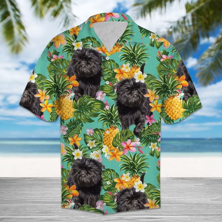 Tropical Pineapple Affenpinscher Hawaiian Shirt Summer Button Up For Men, Women, Couple