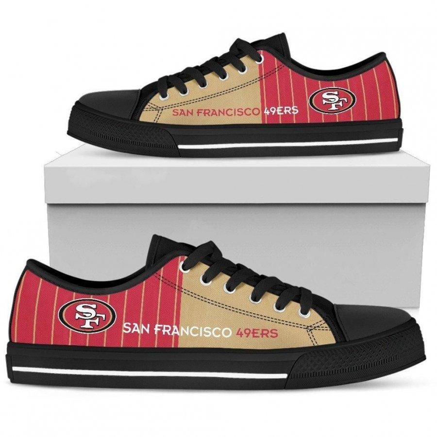 Cool Simple Design Vertical Stripes San Francisco 49ers Low Top Shoes