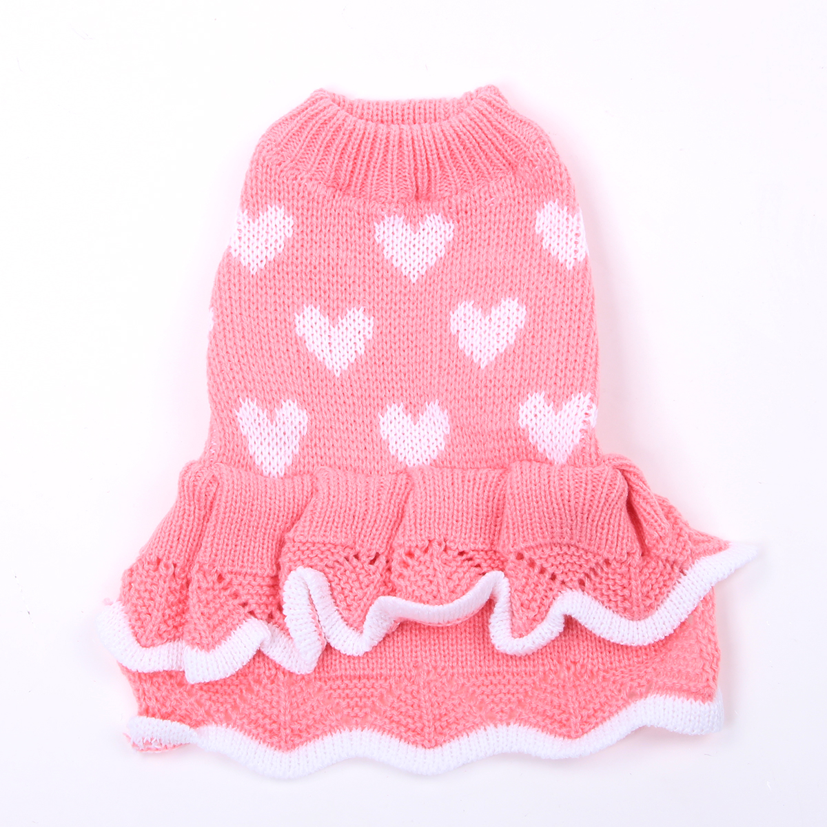 Dog Cat Sweater Dress Hearts Design Pet Puppy Jumper Autumn/Winter Clothes alx