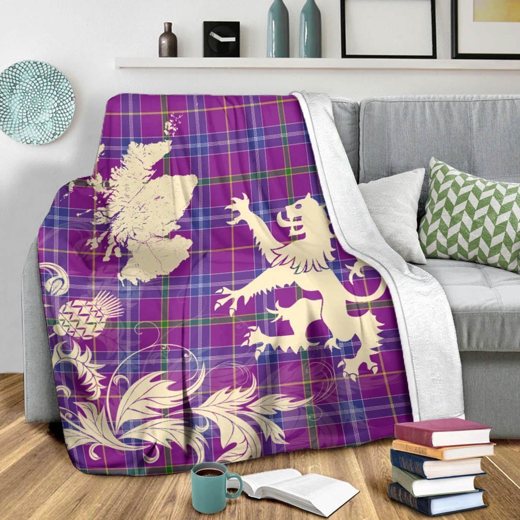 Tartan Blanket Jackson Tartan Scotland Lion Thistle Map Plaid Blanket