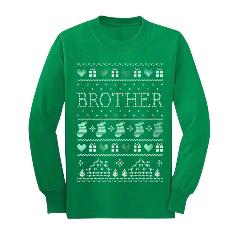 Brother Ugly Christmas Sweater Youth Kids Long Sleeve T-Shirt