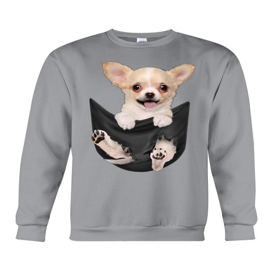 Chihuahua In Middle Pocket For Dog Lovers Custom Design Sweatshirt