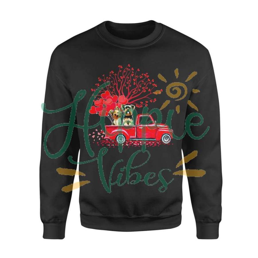 Dog gift idea Couple Yorkie Truck Valentine’s Day T-Shirt – Standard Fleece Sweatshirt