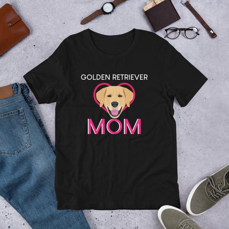 Dreameris Womens Golden Retriever Mom Tshirt  Funny Golden Retriever Shirt