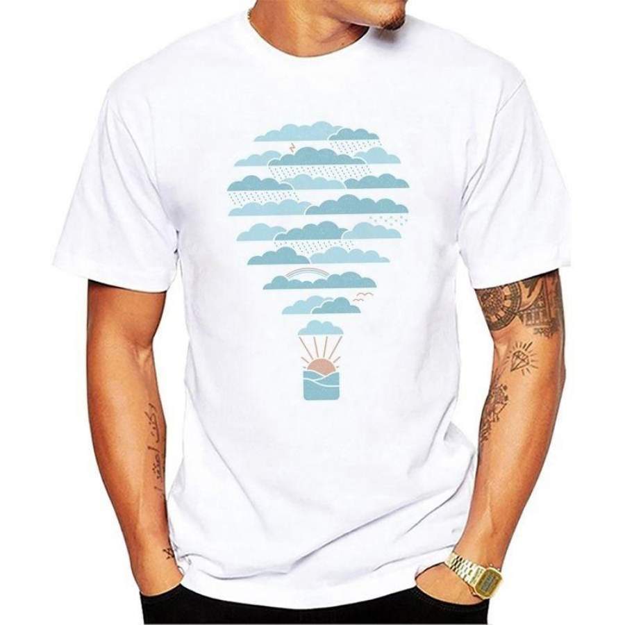 Weather Balloon New Arrival Summer Style Men Short Sleeve Shirt Male Cotton Casual T Shirts Boys