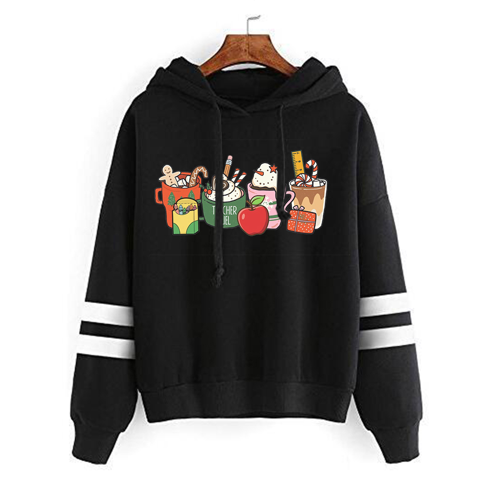 Teacher Sweatshirt Christmas Coffee Hoodies Christmas Kawaii Clothes Teacher Christmas Tops Teacher Gift Cute Xmas Clothes L alx