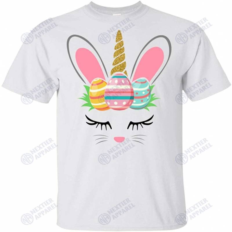 Cute Unicorn Bunny With Eggs Easter Boys Girls Sunday Gift T Shirt