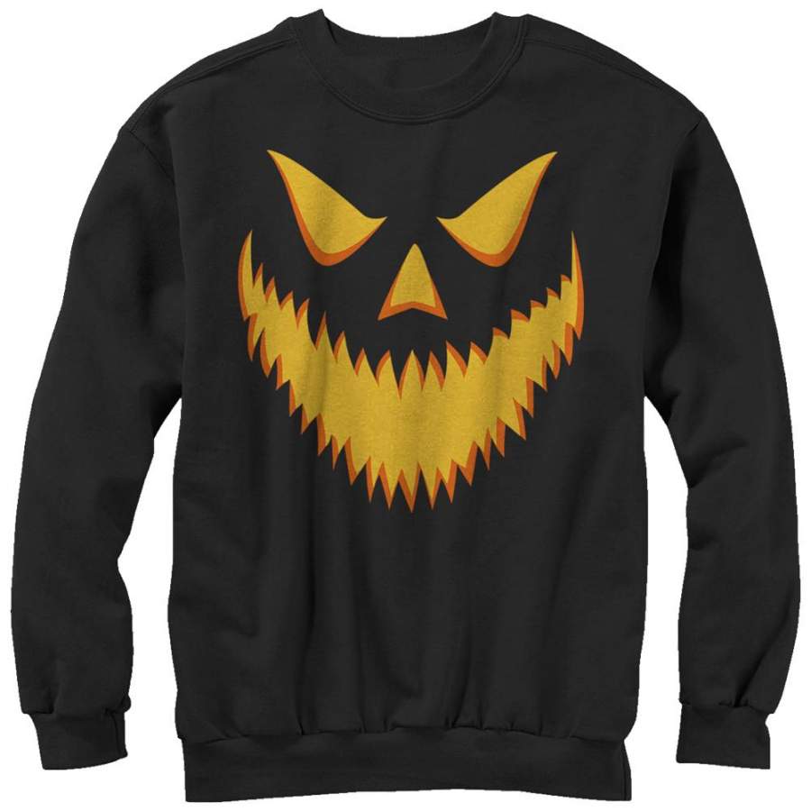 Lost Gods Men’s Halloween Jack-o’-Lantern Grin  Sweatshirt Black