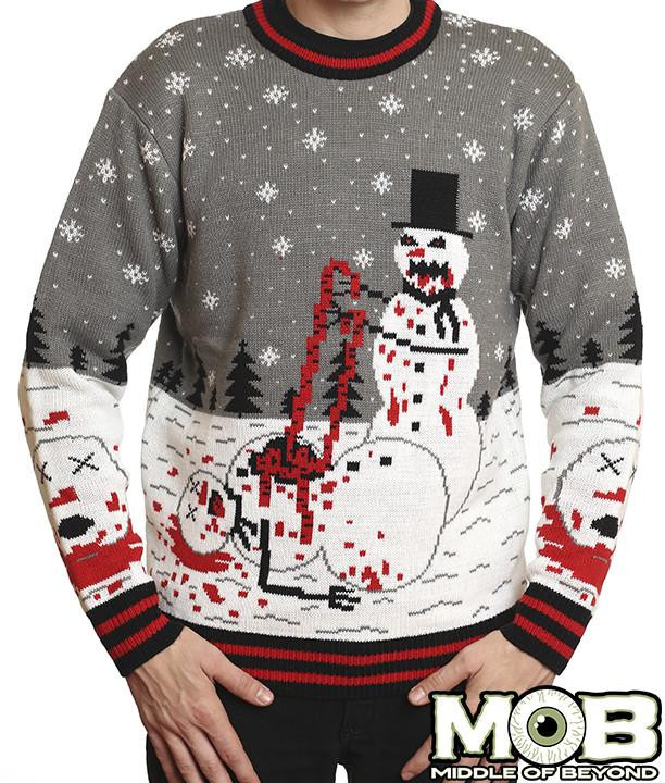 Zombie Snowman Holiday Ugly Christmas Sweater 2021