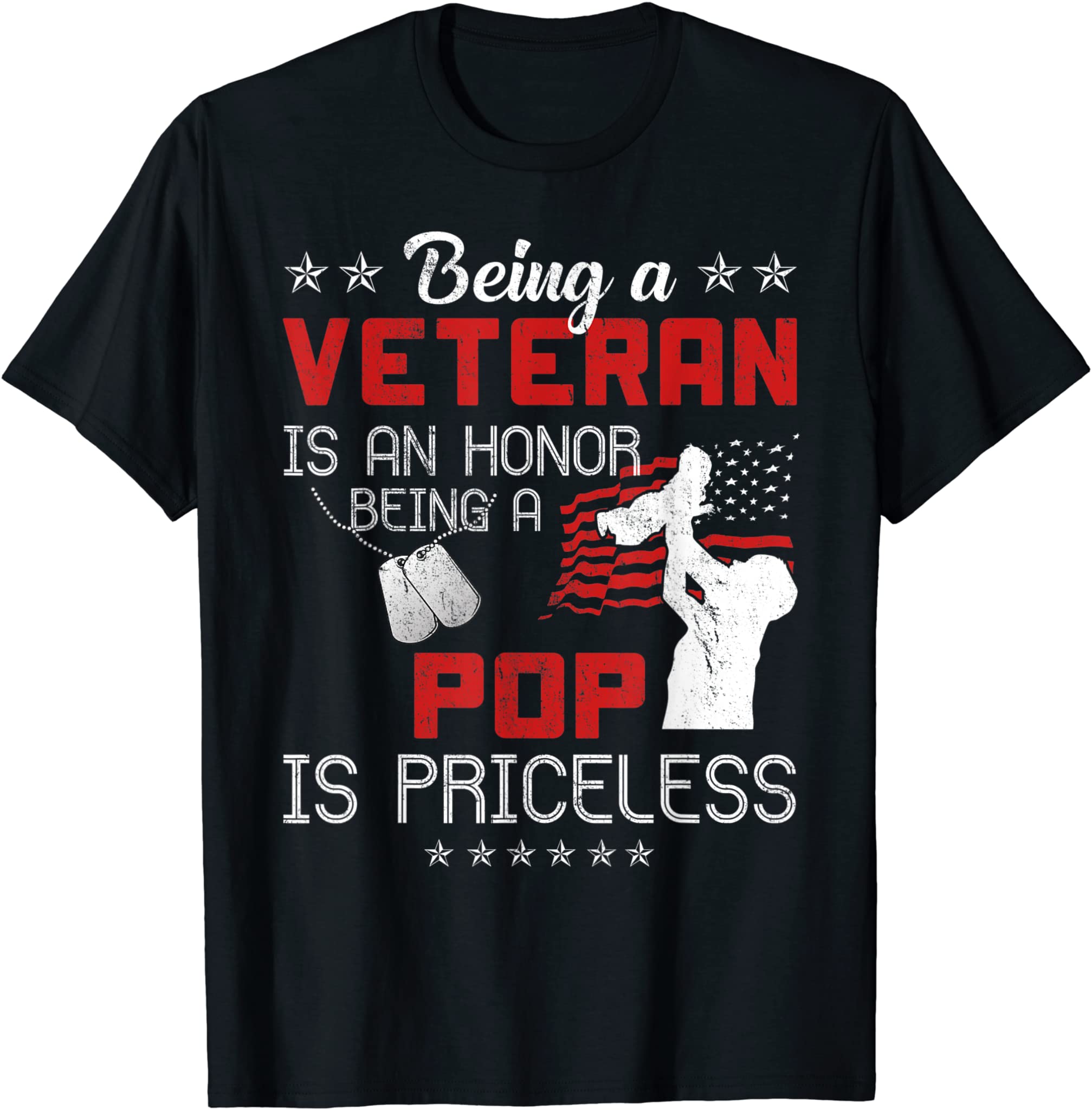 Mens Being A Veteran Is An Honor A Pop Is Priceless Grandpa T-Shirt