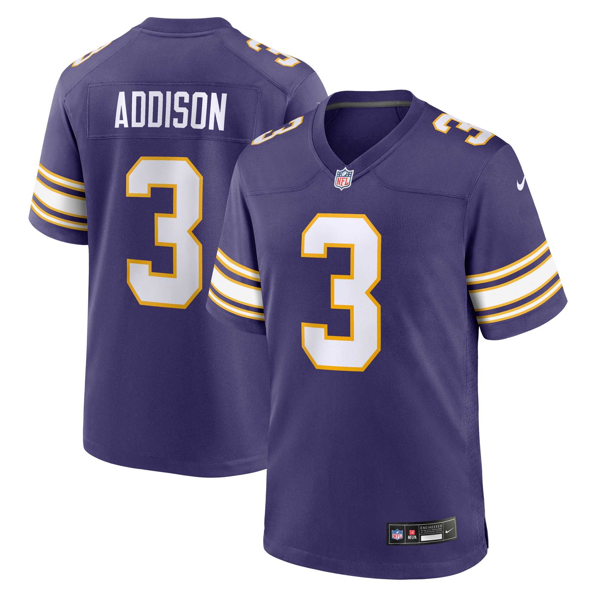 Men’s Minnesota Vikings Jordan Addison Purple Classic Player Game Jersey