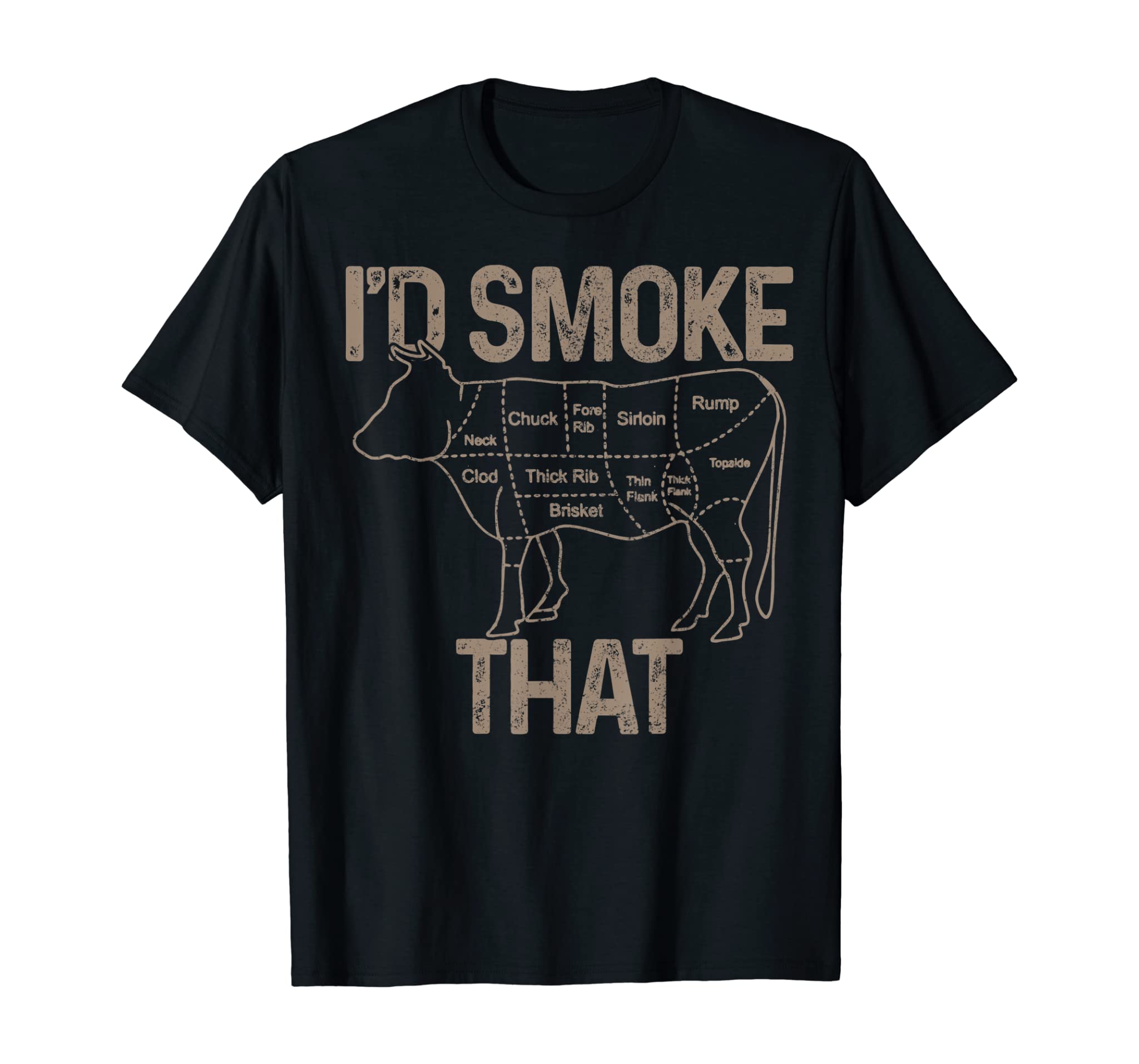 Mens Chef Butcher Cook Bbq I’D Smoke That Cow Beef Funny Gift T-Shirt