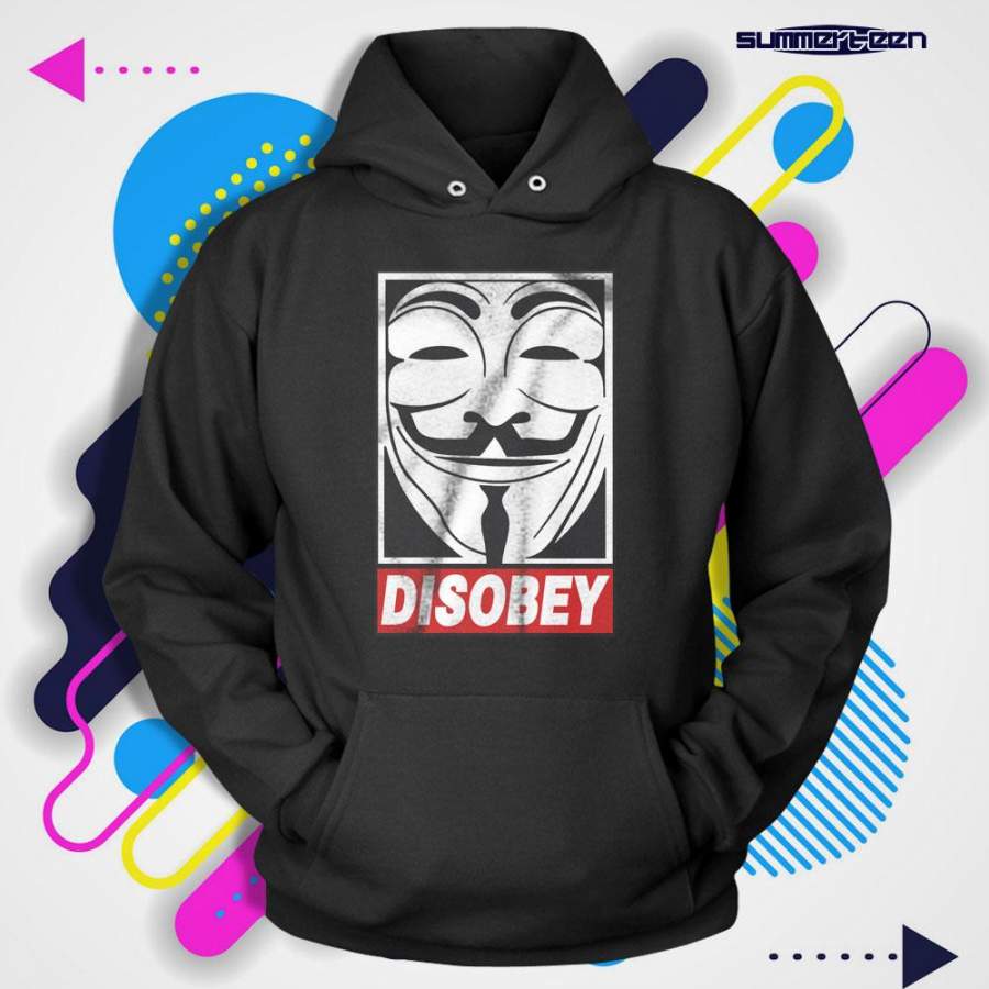 Disobey V For Vendetta Guy Fawkes Anonymous Mask Men’S Hoodie – Zeleton ...
