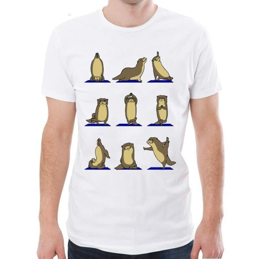 Men's Fashion Short Sleeve Otter Yoga animals T-shirt Harajuku Tee women and men Shirts Hipster O-neck Cool Tops
