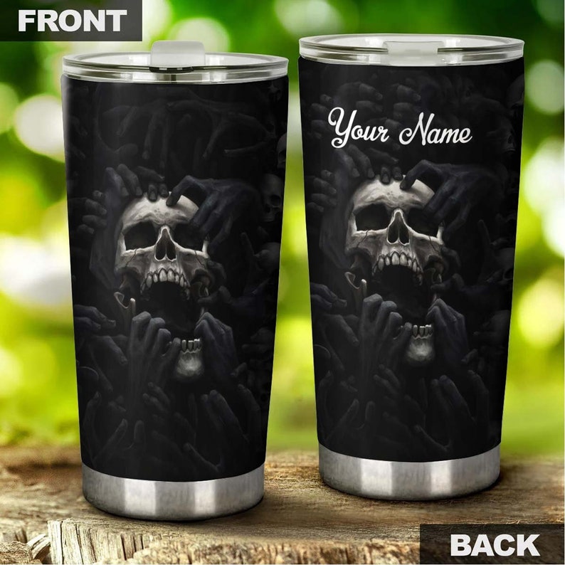 Skull Howling In Pain Cool Personalized Fancy Unique Tumbler-Skull Tumbler-Skull Birthday Gift Christmas Gift For Her For Him