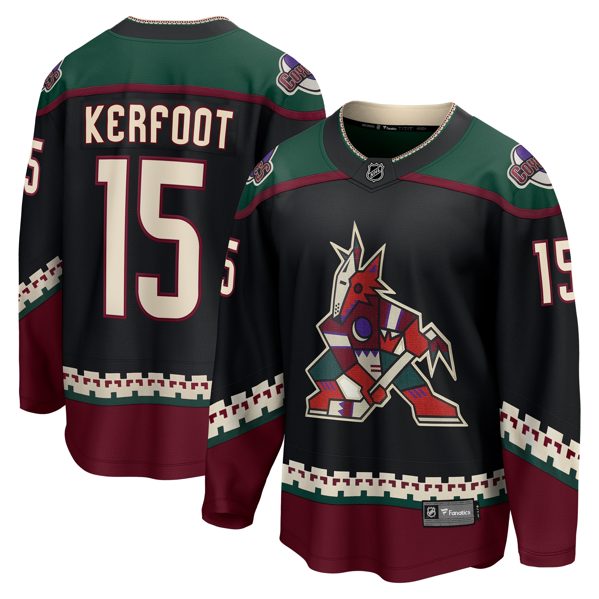 Men's Arizona Coyotes Alex Kerfoot Black Home Breakaway Jersey