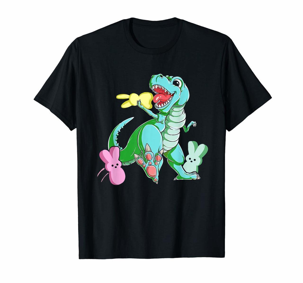 Dinosaur T-Rex Eat Bunny Peeps-Happy Easter Day Shirt