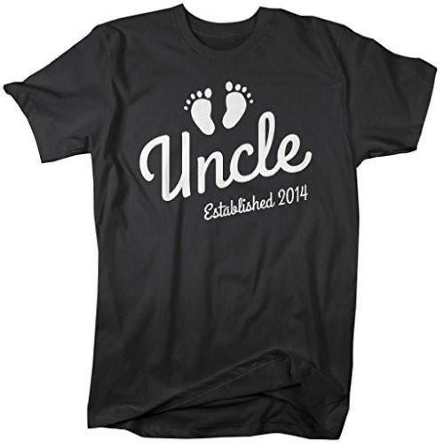 Shirts By Sarah Men’s Uncle Established 2014 T-Shirt Baby Feet Cute Shirts