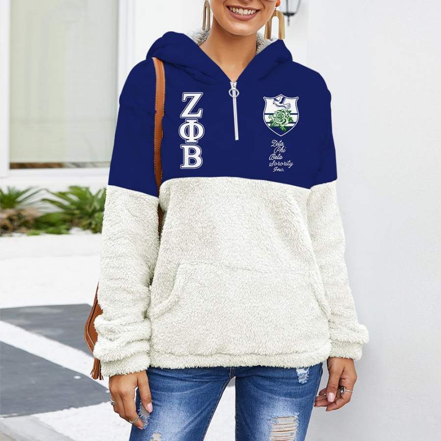 Zeta Phi Beta Fleece Half Zipper Hoodie