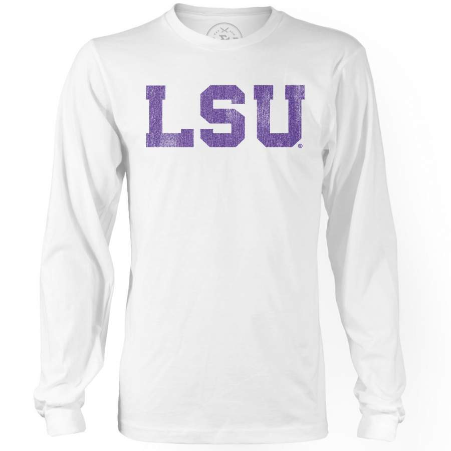 B&B Dry Goods LSU Tigers Athletic Block Long Sleeve T-Shirt – White