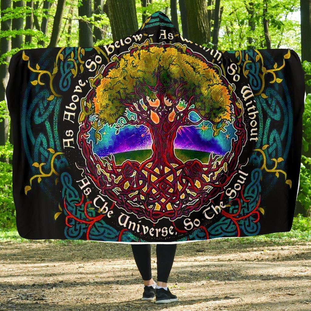 As Above So Below Tree of Life Hooded Blanket Gift Idea