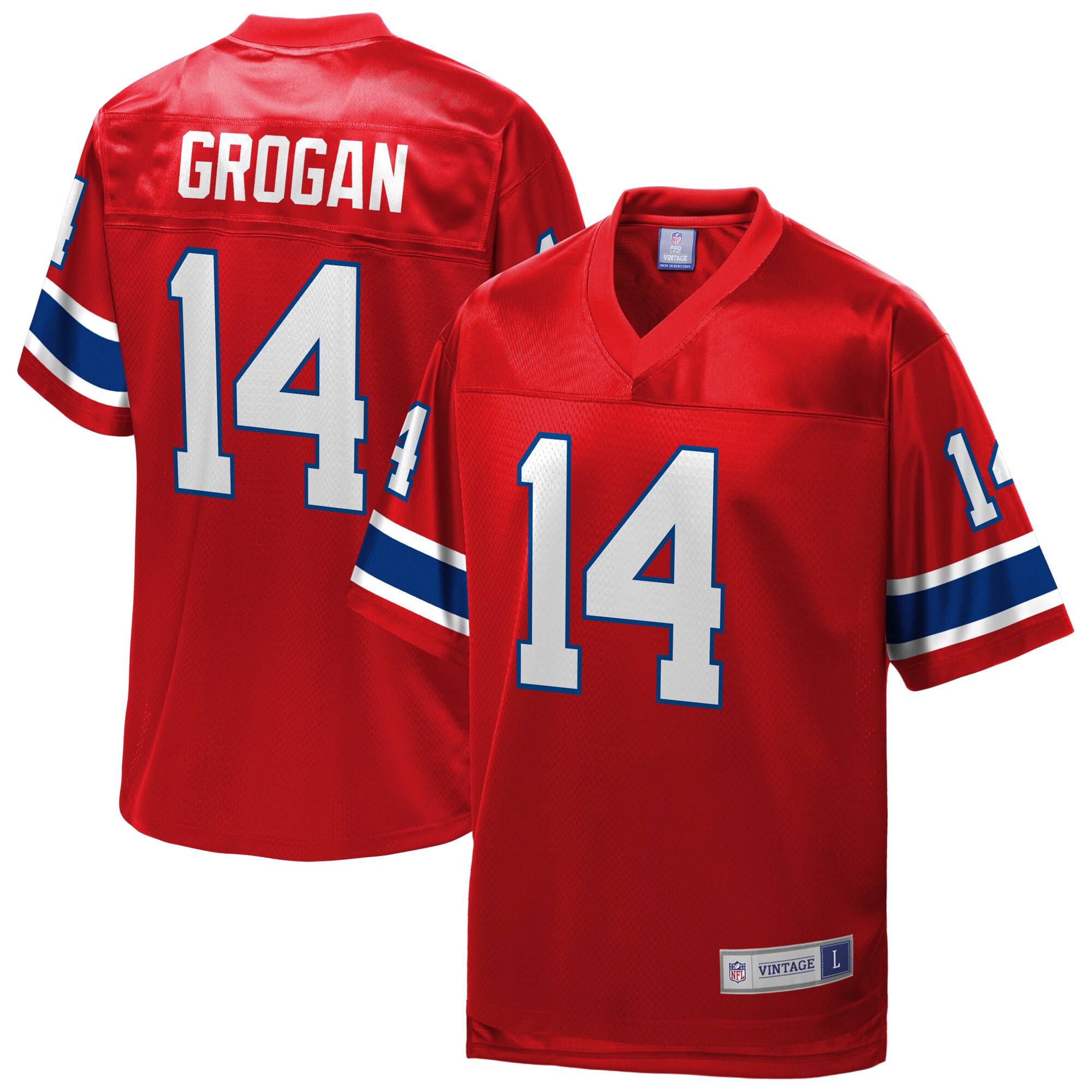 Men’s New England Patriots Steve Grogan NFL Pro Line Red Vintage Retired Player Jersey