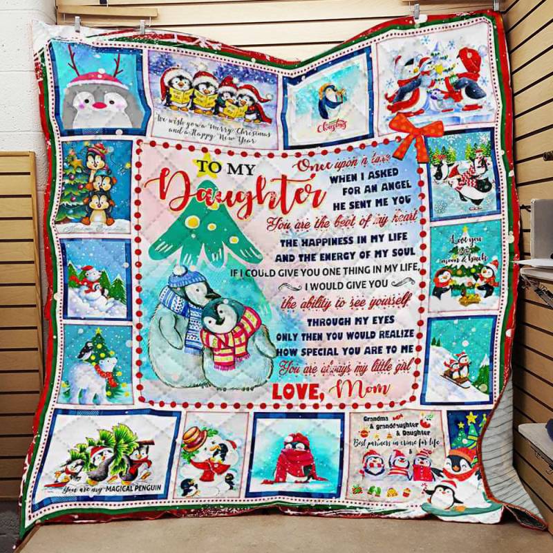 Love My Dear Christmas Penguin Daughter, Mom Quilt – BT151021