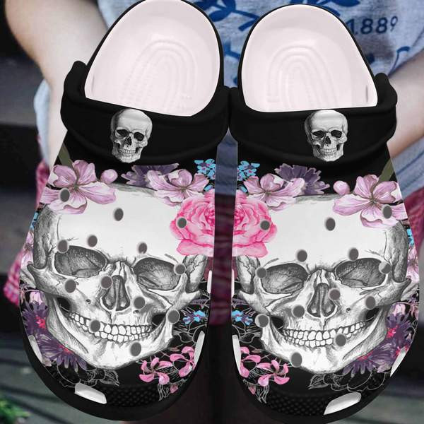 Floral Skull clog Shoesshoes Skull Shoes Crocbland Clog Gifts For Women Daughter Niece