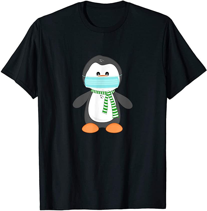 Cute Penguin with Face Mask funny gift for animal lovers T-Shirt