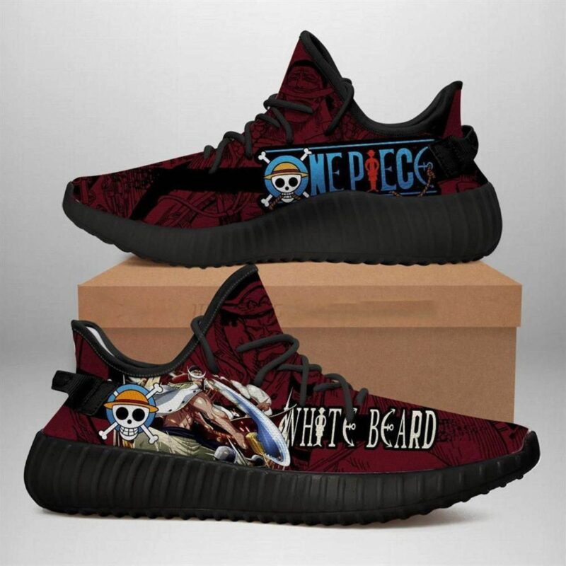 Whitebeard Yz One Piece Anime Black Gift Idea For Him Son Boyfriend Father’S Day Shoes Yeezy Sneakers