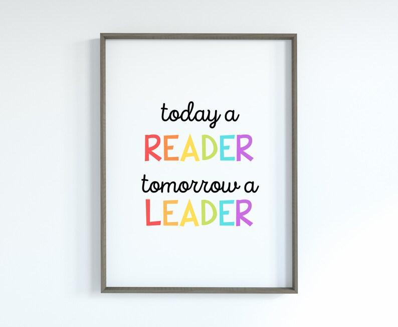 Poster Canvas Today A Reader Tomorrow A Leader, Classroom Decor, Gift For Book Lovers, Reading Poster Wall Decor, Poster Gift Decor Home Decor Wall Art Visual Art