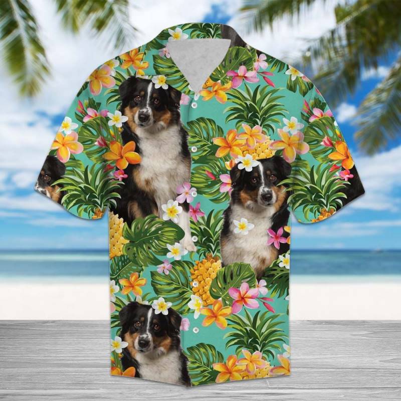 Tropical Pineapple Miniature Australian Shepherd Hawaiian Shirt Ha39119