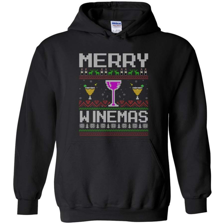 Merry Winemas Holiday Sweatshirt Merry Winemas Tacky Christmas Sweater for Men and Women Christmas Sweater Party Gifts – Hoodie