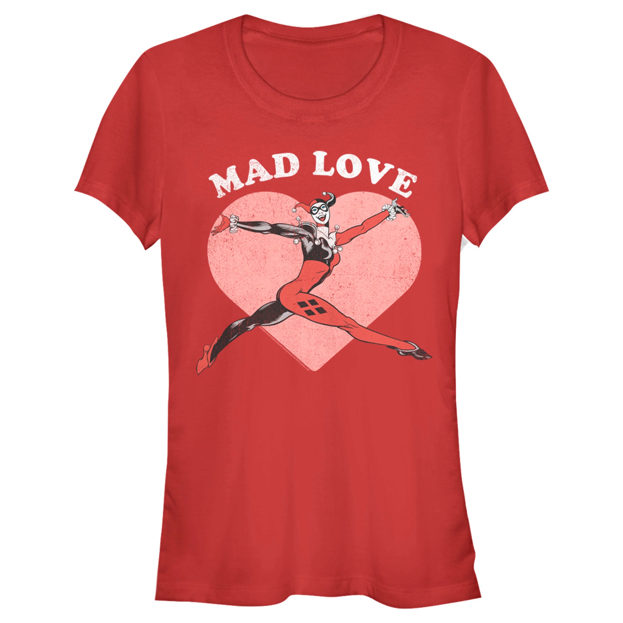 Junior’S Batman Valentine’S Day Harley Quinn Mad Love T-Shirt