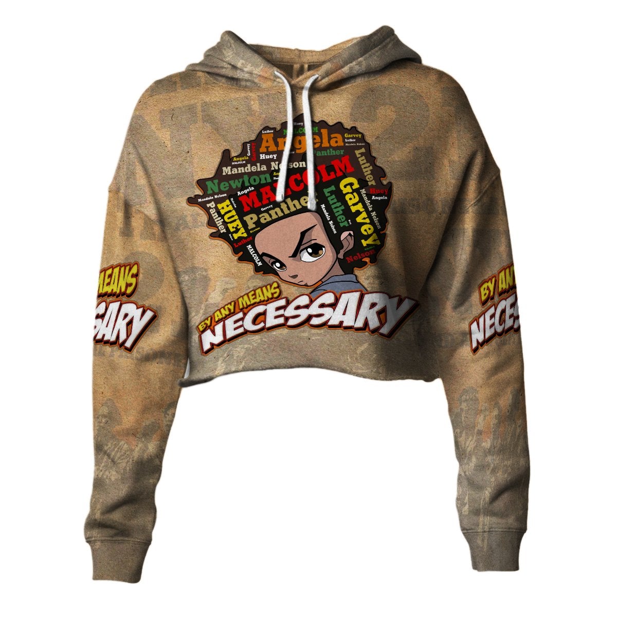 Wonder Print Hoodie – Huey Freeman Black Power Croptop Hoodie