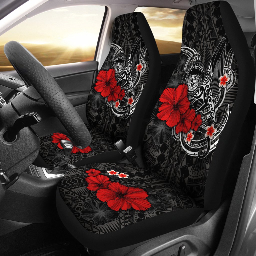 Polynesian Hawaii Car Seat Covers – Humpback Whale with Hibiscus (White) – BN15