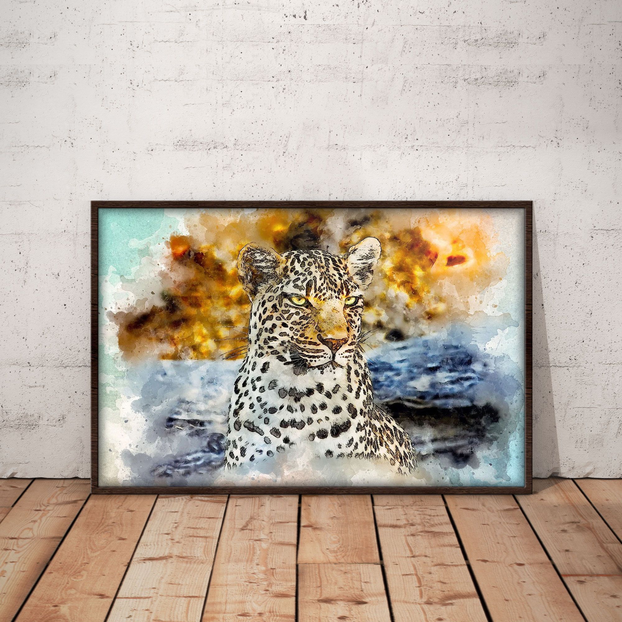 B1806 G868 Snow Leopard Painting Poster & Canvas