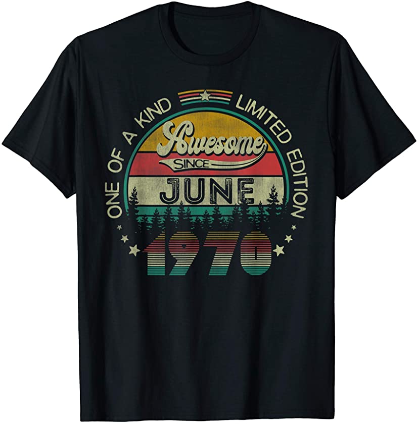 51 Years Old Vintage June 1970 51st Birthday Gift T-Shirt