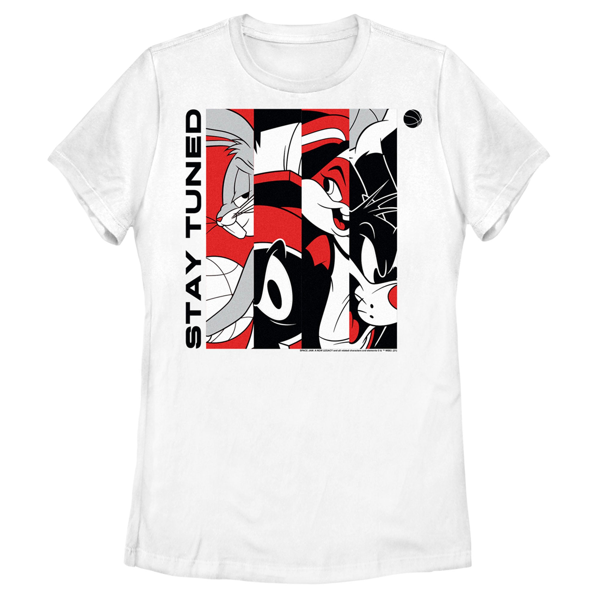 Space Jam: A New Legacy Women’S Stay Tuned Panels Red And Black  T-Shirt