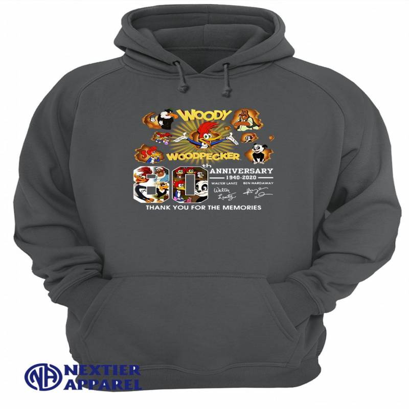 Woody Woodpecker 80th Anniversary 1940 2020 Thank You For The Memories Signatures Shirt Unisex Hoodie