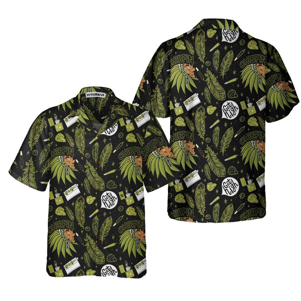 Chiefin Native American Hawaii Green Pattern Indian Shirt Ha51832